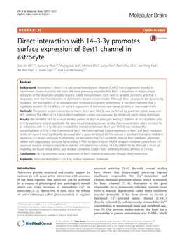 Direct Interaction with 14–3-3Γ Promotes Surface Expression Of