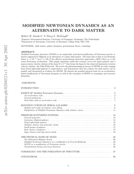 Modified Newtonian Dynamics As an Alternative to Dark Matter