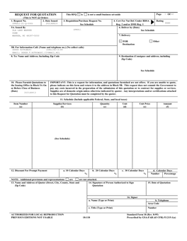 REQUEST for QUOTATION This RFQ X Is Is Not a Small Business Set-Aside Page 1 of 62 (This Is NOT an Order) 1