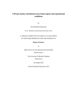 Cell Type Marker Enrichment Across Brain Regions and Experimental Conditions
