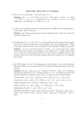 Math 108A - Home Work # 1 Solutions