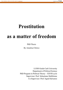 Prostitution As a Matter of Freedom