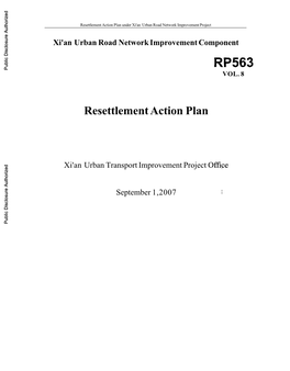 Resettlement Action Plan Under Xi'an Urban Road Network Improvement Project