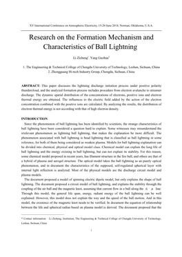 The Preliminary Study on Formation and Characteristics of the Ball