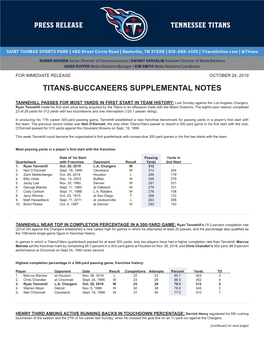 Titans-Buccaneers Supplemental Notes