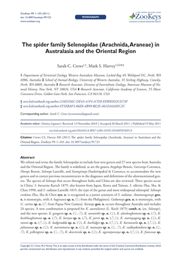 The Spider Family Selenopidae (Arachnida, Araneae) in Australasia and the Oriental Region