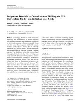 Indigenous Research: a Commitment to Walking the Talk