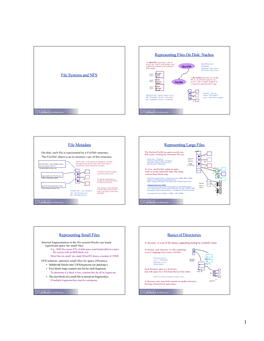 File Systems and NFS Representing Files on Disk