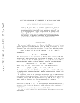 On the Adjoint of Hilbert Space Operators