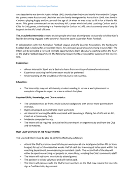 Jesaulenko Internship – Position Specification