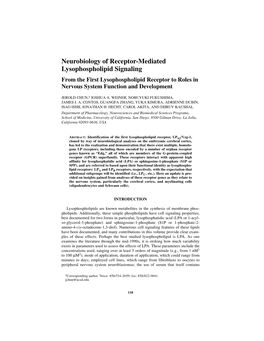 Neurobiology of Receptor-Mediated Lysophospholipid Signaling from the First Lysophospholipid Receptor to Roles in Nervous System Function and Development