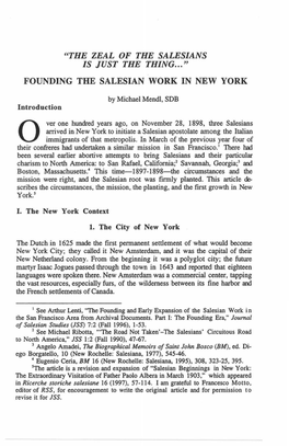 Founding the Salesian Work in New York