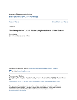 The Reception of Liszt's Faust Symphony in the United States