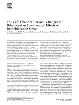 The Ca2 Channel Blockade Changes the Behavioral and Biochemical