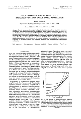 Mechanisms of Visual Sensitivity: Backgrounds and Early Dark Adaptation