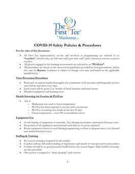 COVID-19 Safety Policies & Procedures