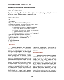 140 Modulation of Human Ovarian Function by Melatonin Seema Rai1