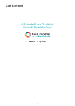 Gold Standard for the Global Goals Stakeholder Consultation Report