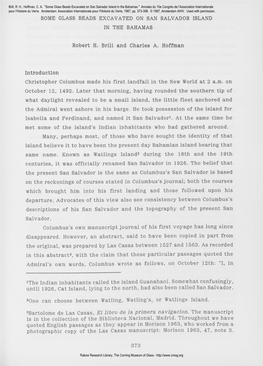 "Some Glass Beads Excavated on San Salvador Island in the Bahamas." Annales Du 10E Congrès De L’Association Internationale Pour L’Histoire Du Verre