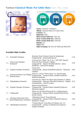 Various Classical Music for Little Ones Mp3, Flac, Wma