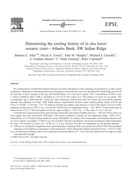 Determining the Cooling History of in Situ Lower Oceanic Crust—Atlantis Bank, SW Indian Ridge