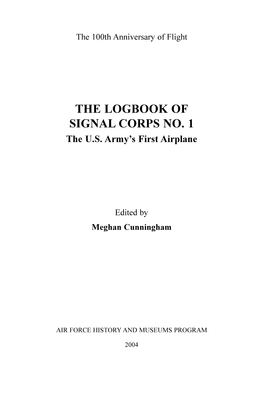 THE LOGBOOK of SIGNAL CORPS NO. 1 the U.S