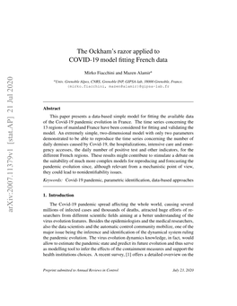 The Ockham's Razor Applied to COVID-19 Model Fitting French Data