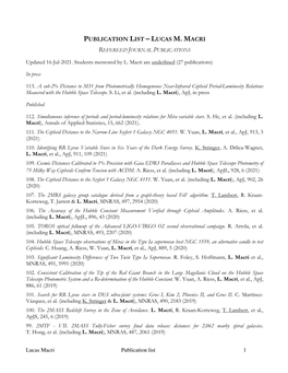 Publication List of Lucas Macri