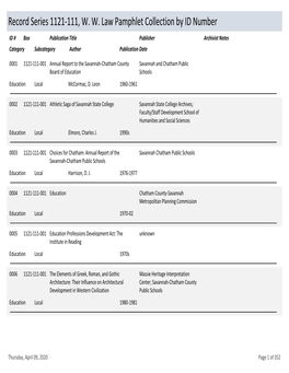 Record Series 1121-111, W. W. Law Pamphlet Collection by ID Number