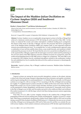 The Impact of the Madden–Julian Oscillation on Cyclone Amphan (2020) and Southwest Monsoon Onset