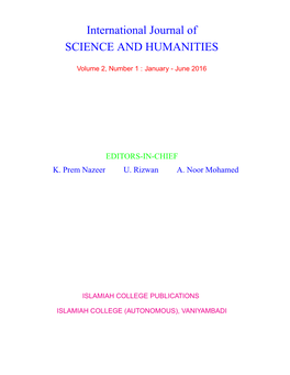 International Journal of SCIENCE and HUMANITIES