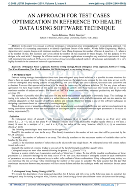 An Approach for Test Cases Optimization in Reference to Health Data Using Software Technique