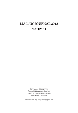 JSA LAW JOURNAL 2013 Volume I
