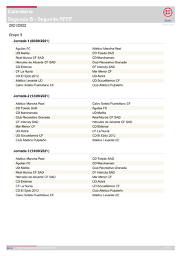 Segunda RFEF Calendario