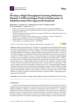 Collagen Prolyl 4-Hydroxylase 1) Inhibitors from FDA-Approved Chemicals