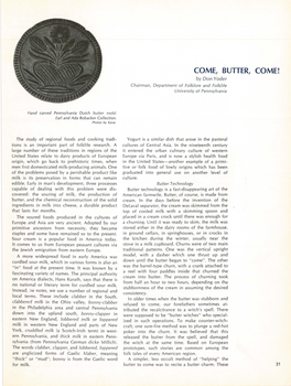 COME, BUTTER, COME! by Don Yoder Chairman, Department of Folklore and Folklife Un Iversity of Pennsylvania