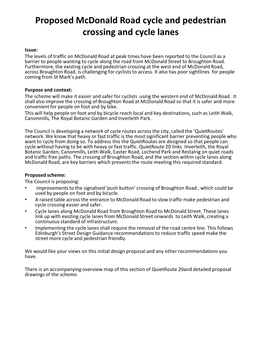 Proposed Mcdonald Road Cycle and Pedestrian Crossing and Cycle Lanes