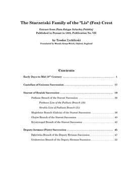The Starzenski Family of the "Lis” (Fox) Crest