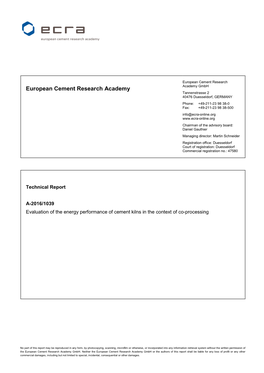 Evaluation of the Energy Performance of Cement Kilns in the Context of Co-Processing