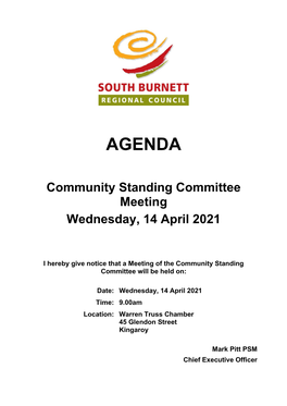 Agenda of Community Standing Committee Meeting