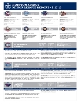 Houston Astros Minor League Report - 8.27.13