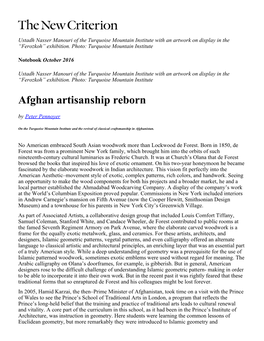 Afghan Artisanship Reborn by Peter Pennoyer