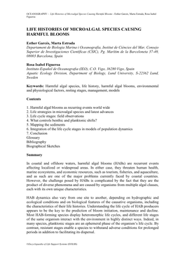Life Histories of Microalgal Species Causing Harmful Blooms - Esther Garcés, Marta Estrada, Rosa Isabel Figueroa