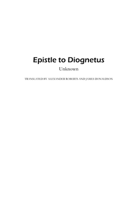 Epistle to Diognetus Unknown