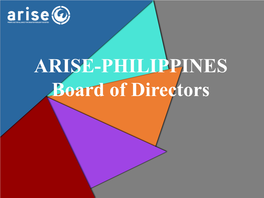 ARISE-PHILIPPINES Board of Directors Hans Sy Is the Chairman of the Executive Committee of SM Prime Holdings, Inc