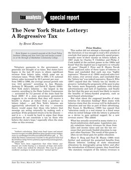 The New York State Lottery: a Regressive Tax