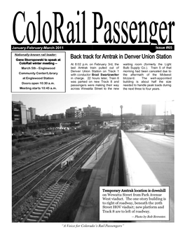 Back Track for Amtrak in Denver Union Station Gene Skoropowski to Speak at Colorail Winter Meeting -- at 8:02 P.M