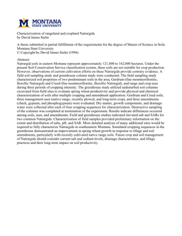 Characterization of Rangeland and Cropland Natrargids by David