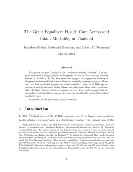 The Great Equalizer: Health Care Access and Infant Mortality in Thailand