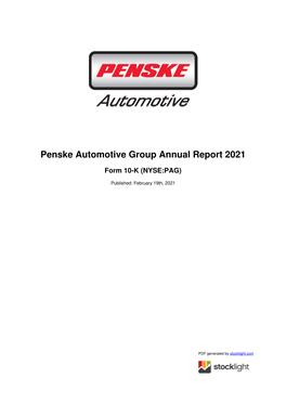 Penske Automotive Group Annual Report 2021